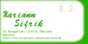 mariann sifrik business card